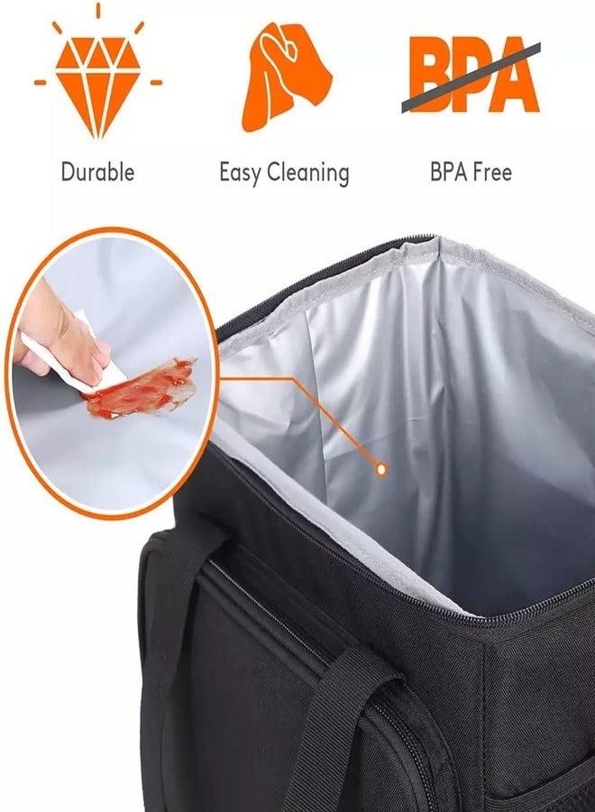 Ineffable Thermal Insulated Tiffin/Lunch Bag, Adjustable Shoulder Strap, Zipper Pockets, Leakproof, Reusable & Easy Wash (Black) - Image 3